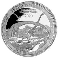 Kongo - 20 Francs Prähistorisches Leben (3.) Mamenchisaurus - 1 Oz Silber