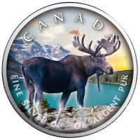 Kanada - 5 CAD Maple Wildtiere Unterwegs Elch 2021 - 1 Oz Silber Color