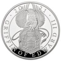 Grobritannien - 2 GBP Queens Beasts The Griffin of Edward III 2021 - 1 Oz Silber PP