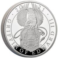 Grobritannien - 2 GBP Queens Beasts The Griffin of Edward III 2021 - 1 Oz Silber PP