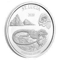 St. Lucia - 2 Dollar EC8_3 Whiptail Lizard 2020 - 1 Oz Silber