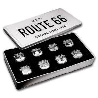 USA - Route 66 Komplettserie mit Box - 8 Oz Silber