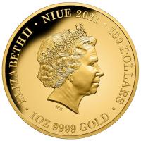 Niue - 100 Dollar Deadly & Dangerous Stachelrochen 2021 - 1 Oz Gold PP