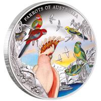 Niue - 10 NZD Parrots of Australia 2021 - 5 Oz Silber
