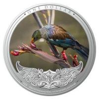 Neuseeland - 1 NZD Tui Vogel Discover New Zealand 2021 - 1 Oz Silber PP Color