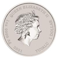 Tuvalu - 1 TVD James Bond Gun Logo Color 2021 - 1 Oz Silber Color