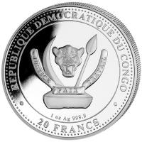 Kongo - 20 Francs Prähistorisches Leben (4.) Wollmammut - 1 Oz Silber