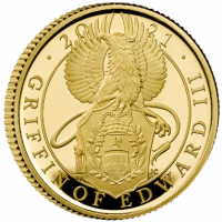 Grobritannien - 25 GBP Queens Beasts The Griffin of Edward III 2021 - 1/4 Oz Gold PP