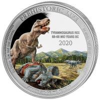Kongo - 20 Francs Prhistorisches Leben (1.) T-Rex - 1 Oz Silber Color