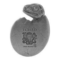 Tschad - 10000 Francs Hatched Serie: Velociraptor 2021 - 2 Oz Silber