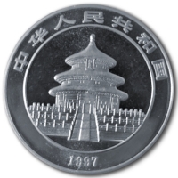 China 10 Yuan Panda 1997 1 Oz Silber Rückseite