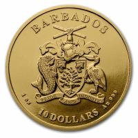 Barbados - 10 Dollar Seepferdchen Seahorse 2021 - 1 Oz Gold
