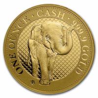 St. Helena - 100 Pfund Cash Indian Wildlife (3.) Elefant - 1 Oz Gold RAR