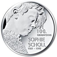 Deutschland - 20 EURO 100 Geburtstag Sophie Scholl 2021 - Silber Spiegelglanz