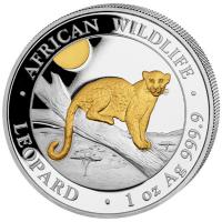 Somalia - African Wildlife Leopard 2021 - 1 Oz Silber Gilded