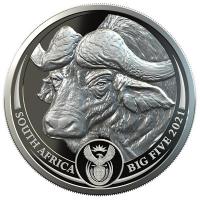 Südafrika - 6 Rand Big Five Büffel / Krügerrand 2021 - 2*1 Oz Silber Proof Set