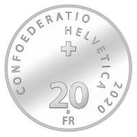Schweiz - 20 SFR 150 Jahre Schweiz. Feuerwehrverband Proof 2020 - Silber PP