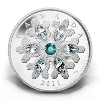 Kanada - 20 CAD Crystal Snowflake Emerald 2011 - 1 Oz Silver