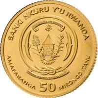 Ruanda - 50 FRW African Gold Ensemble (1.) Berggorilla 2021 - 1/2g Goldmünze