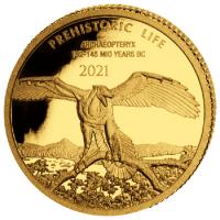 Kongo - 100 Francs Prähistorisches Leben (5.) Archaeopteryx - 0,5g Gold PP