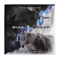 Solomon Islands - 4 Dollar Bull Vs Bear (Bulle und Br) 2021 - 2 Oz Silber