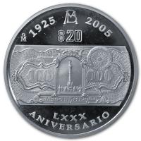 Mexiko - 20 Pesos 80 Jahre Banco de Mexico 2005 - 2 Oz Silber PP