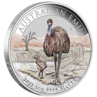 Australien - 1 AUD Emu Color 2021 - 1 Oz Silber Color