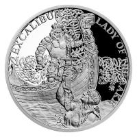 Niue - 1 NZD The legend of King Arthur: Excalibur and Lady of the Lake - 1 Oz Silber