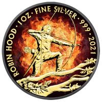Grobritannien - 2 GBP Burning Robin Hood 2021 - 1 Oz Silber Ruthenium
