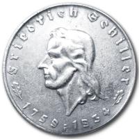 Deutsches Reich - 2 Reichsmark Schiller 1934 - 5g Silber