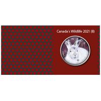 Kanada - 5 CAD Maple Leaf Wildlife Schneehase 2021 - 1 Oz Silber Color