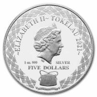 Tokelau 5 NZD Northern Pygmy Owl 2021 1 Oz Silber Rückseite