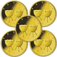 Deutschland - 5*50 Euro Musikinstrumente Pauke SATZ 2021 - 5*1/4 Oz Gold