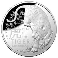 Australien - 5 AUD RAM Lunar Jahr des Tigers 2022 - 1 Oz Silber PP Gewölbt