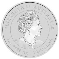 Australien 1 AUD Lunar III Tiger 2022 1 Oz Silber Rückseite