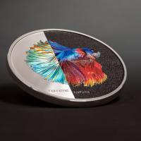 Cook Island - 5 CID Eclectic Nature: Fighting Fish 2021 - 1 Oz Silber