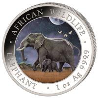 Somalia - African Wildlife Elefant Tag und Nacht Set 2022 - 2*1 Oz Silber