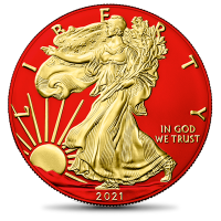 USA - 1 USD Silver Eagle Space Red & Gold 2021 - 1 Oz Silber Space Red