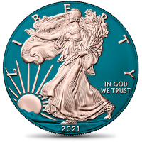 USA - 1 USD Silver Eagle Space Blue & Rose Gold 2021 - 1 Oz Silber Space Blue