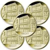 Deutschland - 5*100 EURO Säulen der Demokratie 2: Recht 2021 - 5*1/2 Oz Gold