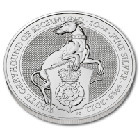 Grobritannien - 10 GBP Queens Beasts White Greyhound 2022 - 10 Oz Silber