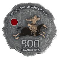 Kamerun 500 CFA Chinesische Helden: Guan Yu 1/2 Oz Silber Antik Finish Rckseite